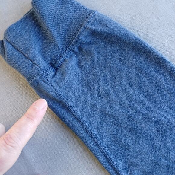 Michael Morgan Blue Henley T-Shirt Medium long sleeve tee cotton blend grey trim - Picture 13 of 14